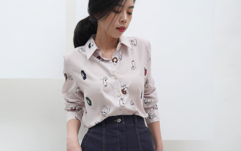 Pink garphic shirt blouse