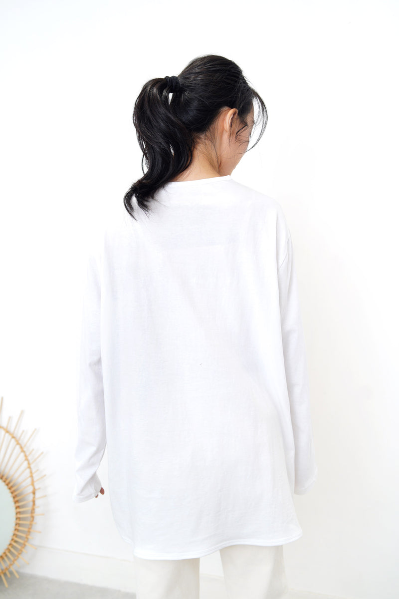 [Set Combo] Oatmeal oversized sweater+White oversized inner