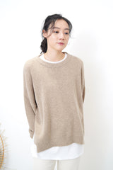 [Set Combo] Oatmeal oversized sweater+White oversized inner
