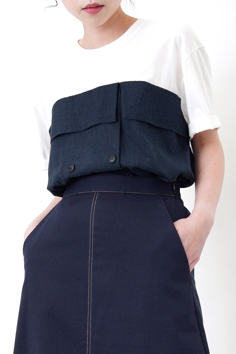 Navy cross stitching skirt