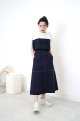 Navy cross stitching skirt