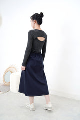 Navy cross stitching skirt