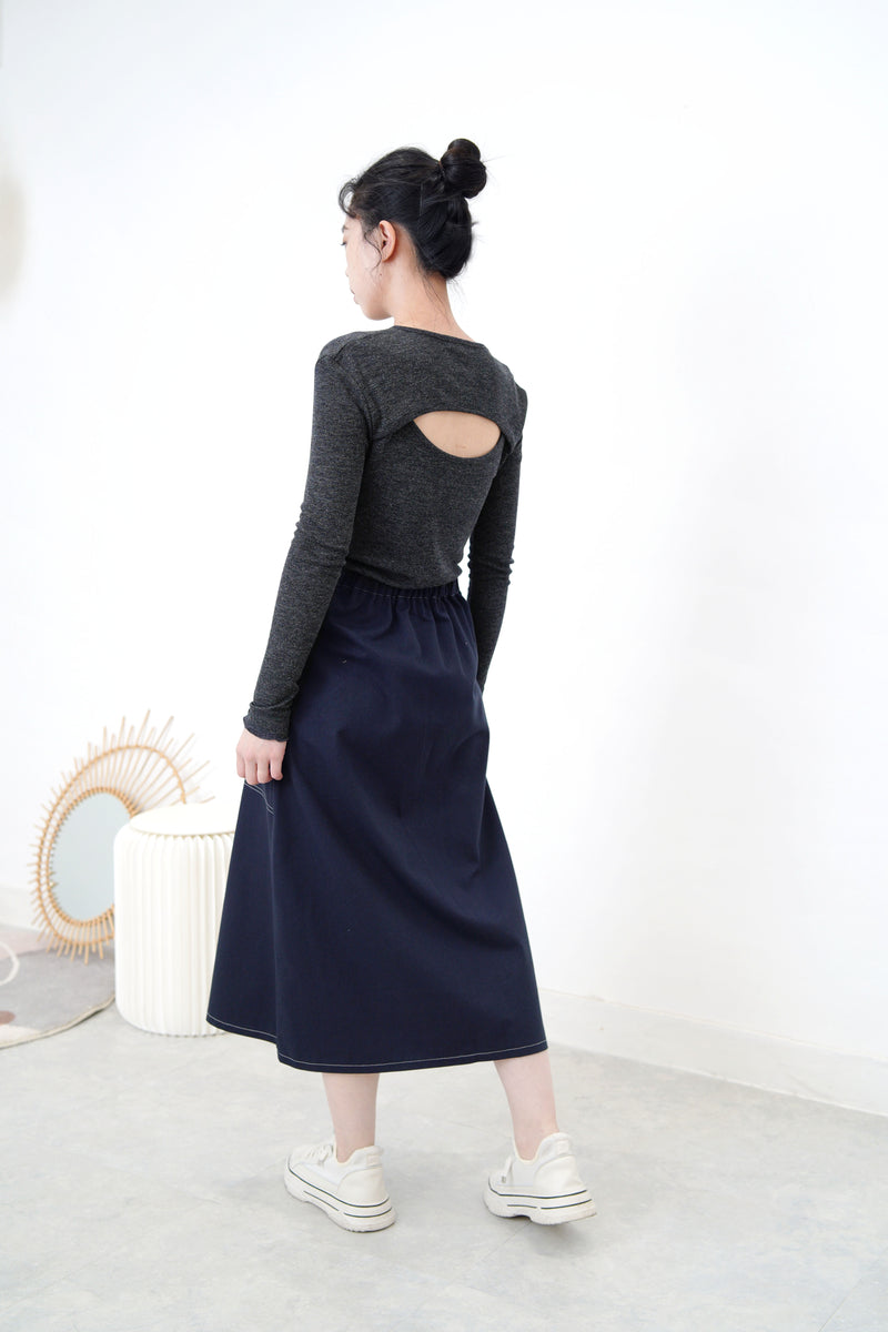 Navy cross stitching skirt