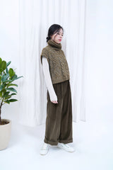Dark brown corduroy straight cut trousers