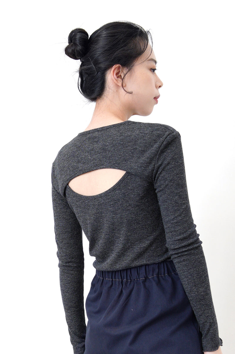 Charcoal grey top in open back