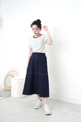 Navy cross stitching skirt