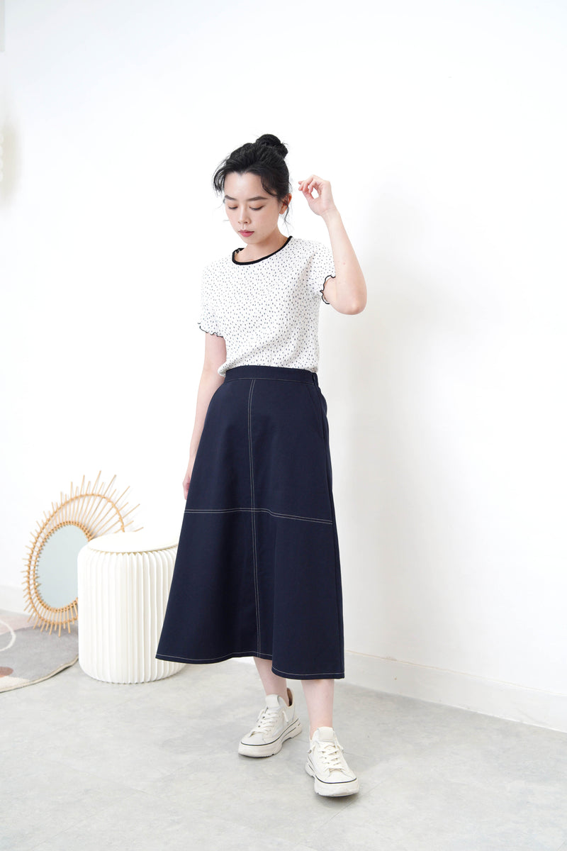 Navy cross stitching skirt
