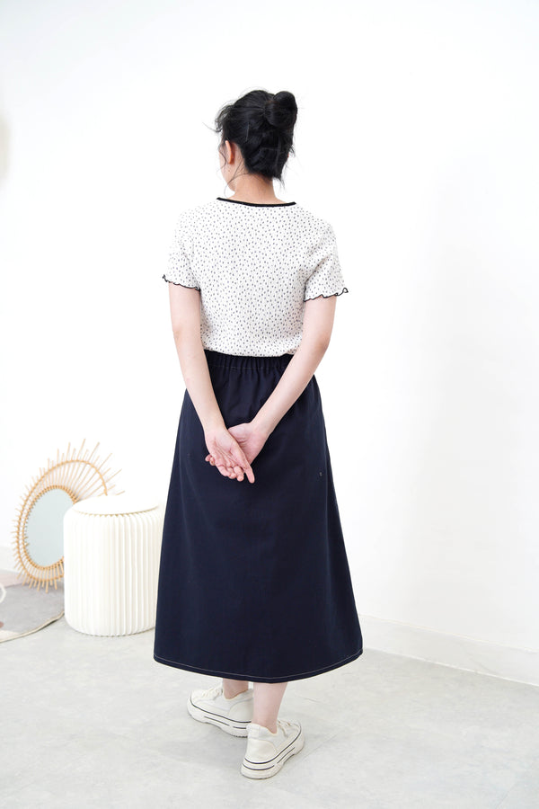 Navy cross stitching skirt