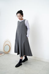 Grey  pleats dress w/ ribbon back