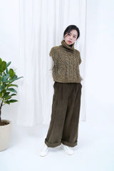 Dark brown corduroy straight cut trousers