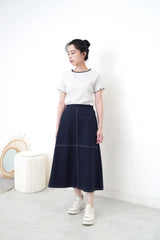 Navy cross stitching skirt