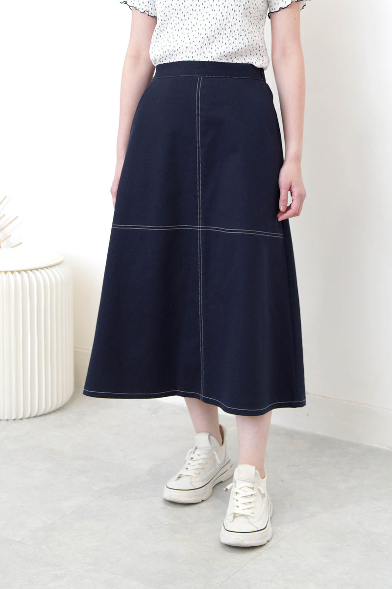 Navy cross stitching skirt