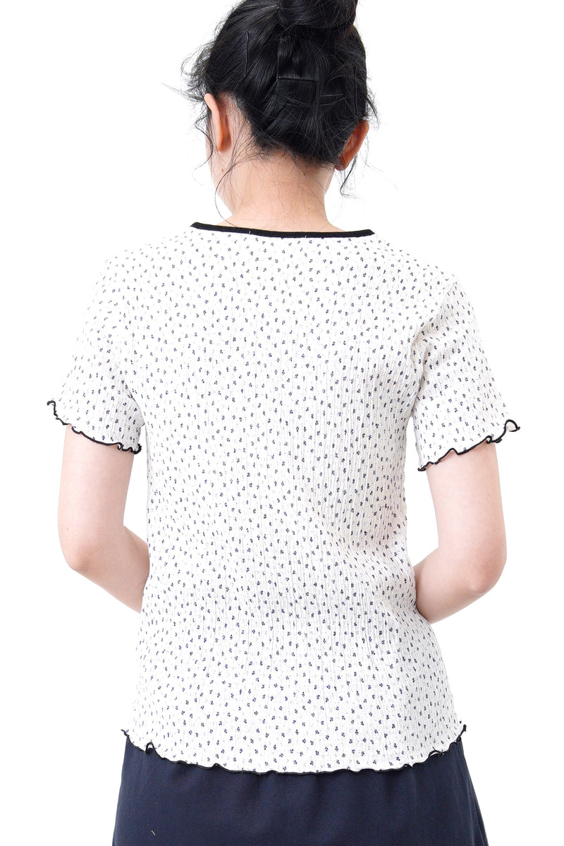 Texture cotton top in floral pattern