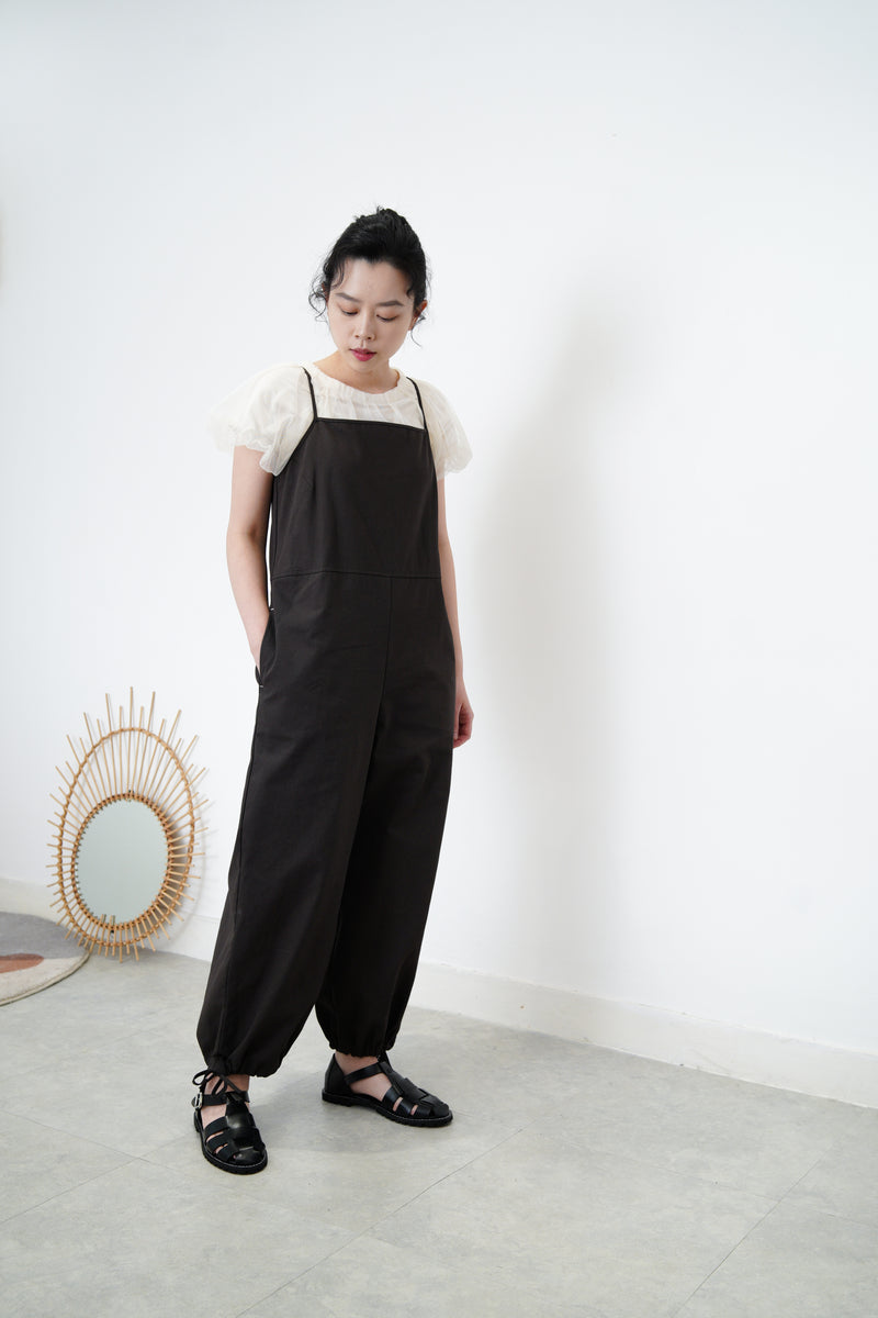 Charcoal cami dungarees w/ adjustable straps