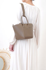 Cream satin dress in elastic waist