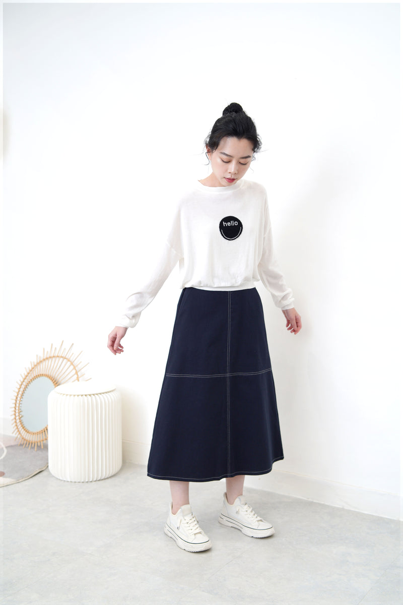 Navy cross stitching skirt