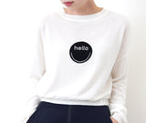 White minimal hello top