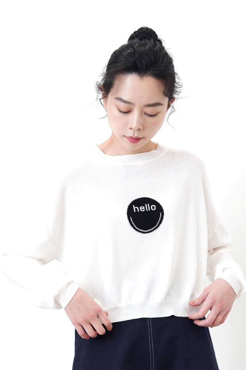 White minimal hello top