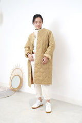 Beige quilted vest & coat in set