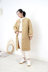 Beige quilted vest & coat in set