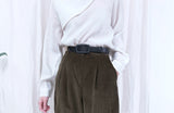 Dark brown corduroy straight cut trousers