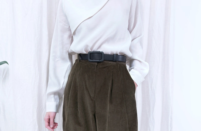 Dark brown corduroy straight cut trousers