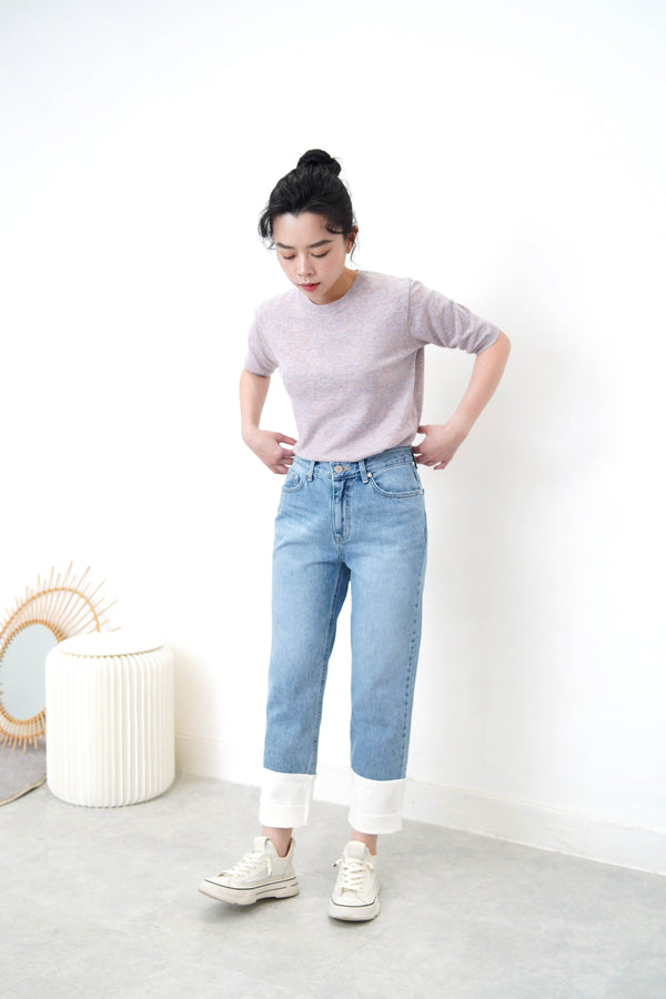pink minimal knit top
