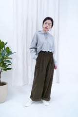 Dark brown corduroy straight cut trousers