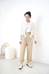 cream minimal open cut cardigan