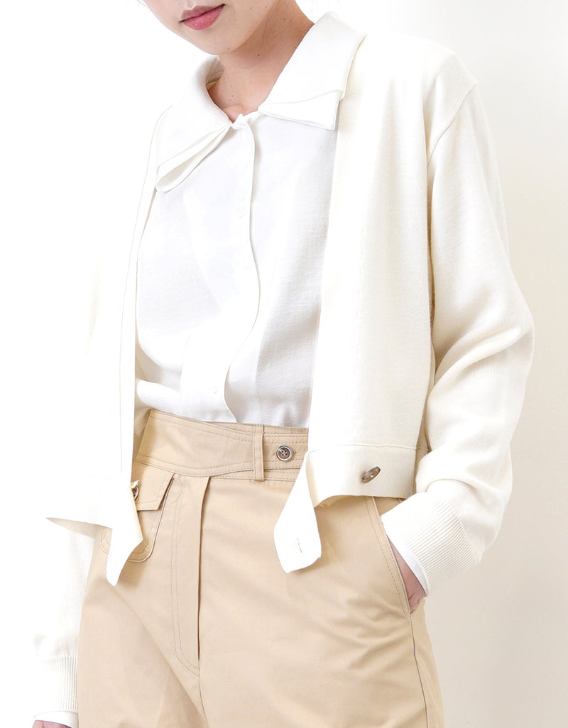 cream minimal open cut cardigan
