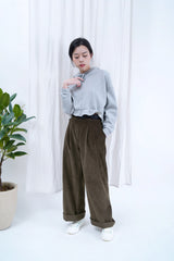 Dark brown corduroy straight cut trousers