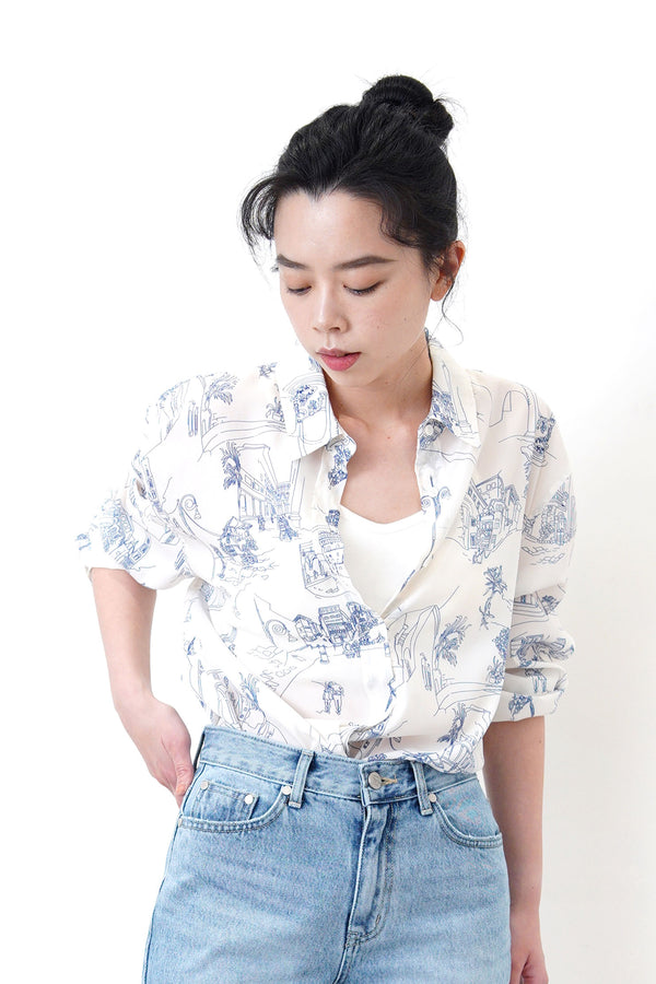 Blue Europe sketching shirt