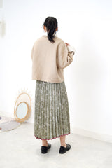 Beige handmade wool jacket in contrast collar