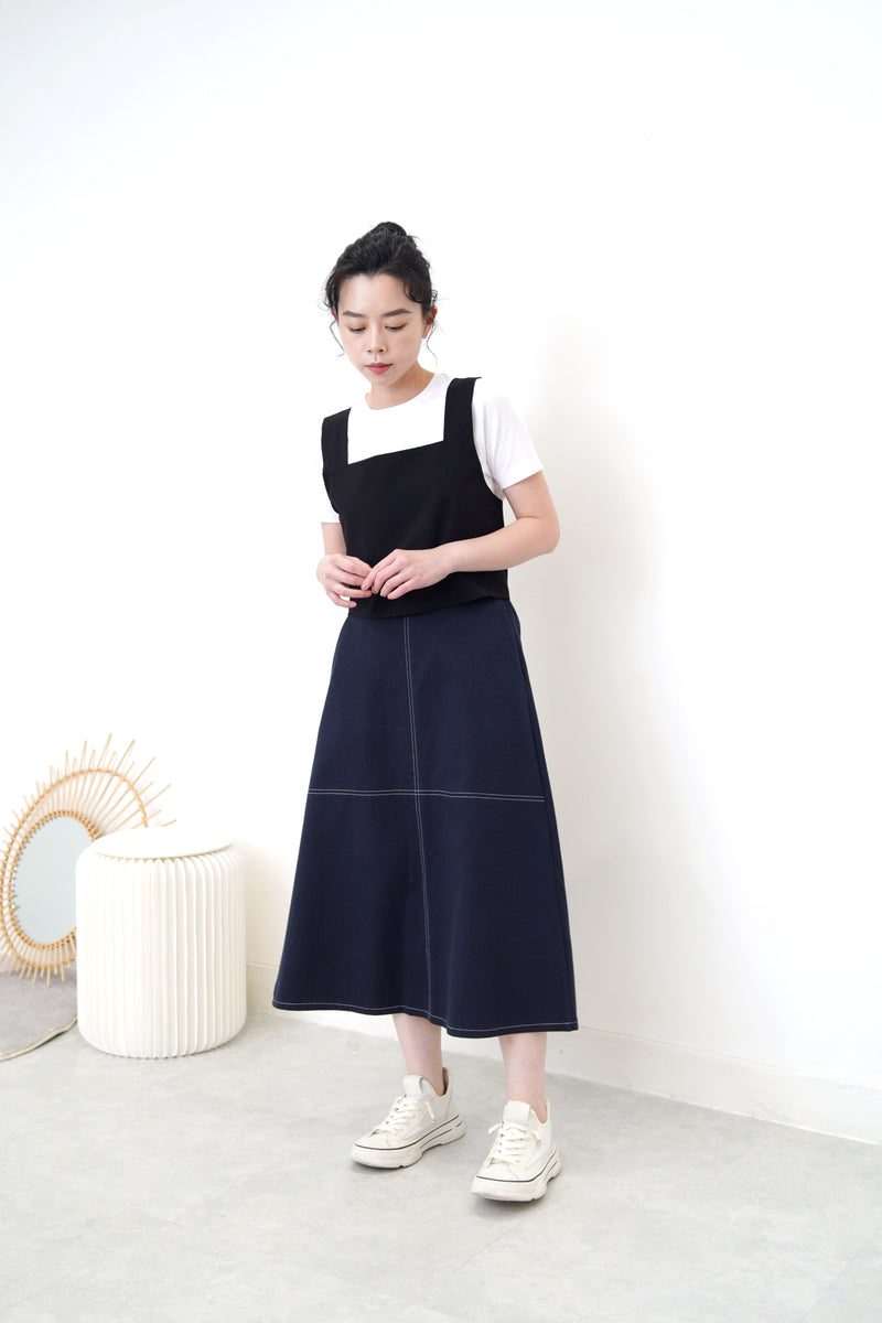 Navy cross stitching skirt