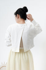 White crop pullover w/ sheer layer inner