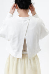 White crop pullover w/ sheer layer inner