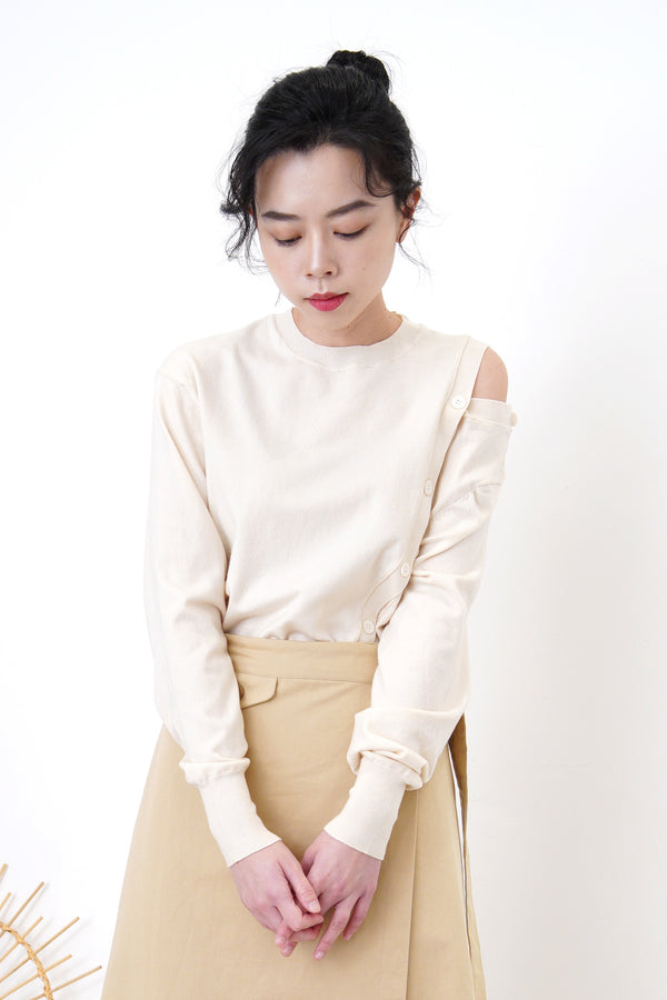 Ivory sweater w/ button up detail