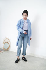 Blue stripe shirt dress