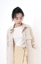 White cotton top in asymmetric collar