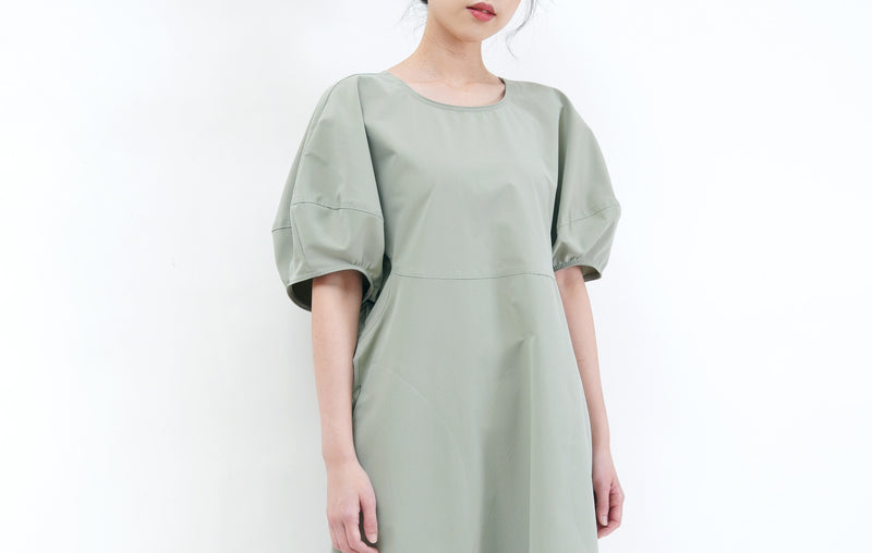 Pale green dress in 3d cutting