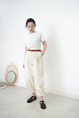 Ivory double layer pants in detail pleats