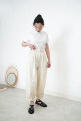 Ivory double layer pants in detail pleats