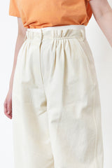 Ivory double layer pants in detail pleats