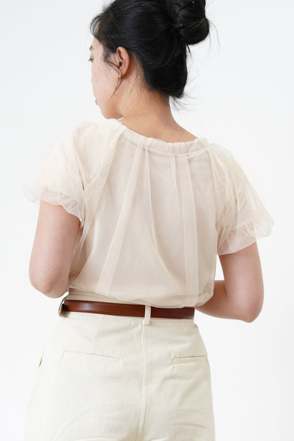 Nude cloud sheer top