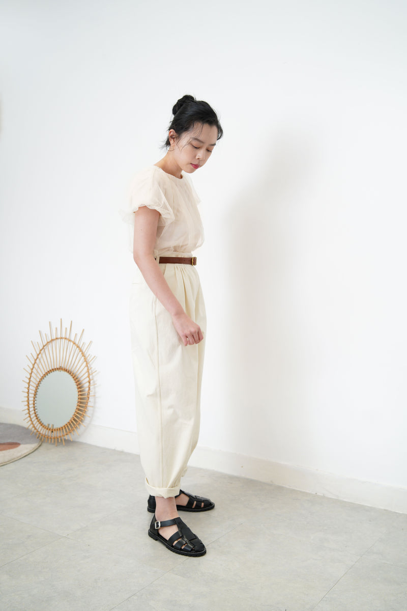 Nude cloud sheer top