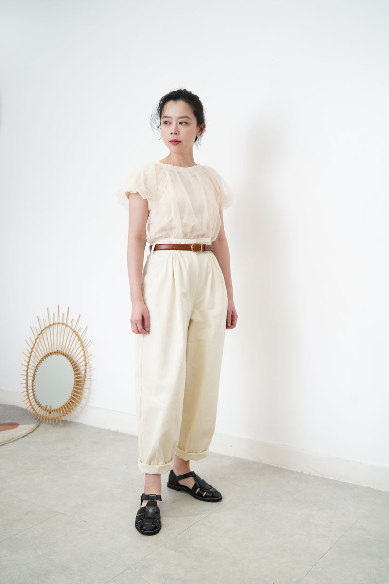 Nude cloud sheer top