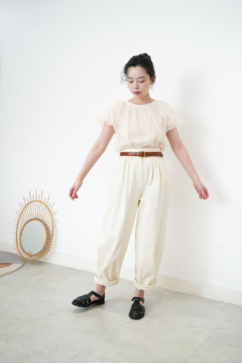 Nude cloud sheer top