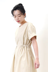 Beige dress in detail elastic waist
