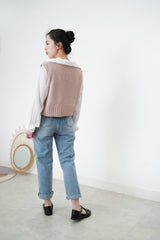 Dusty pink knit crop vest