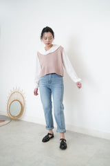 White shirt blouse in peplum collar